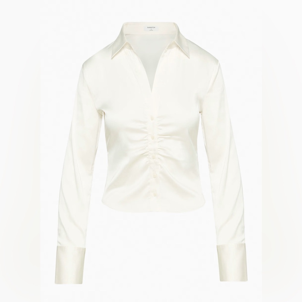 Babaton Leiko Satin Shirt - Light Birch - Size Large